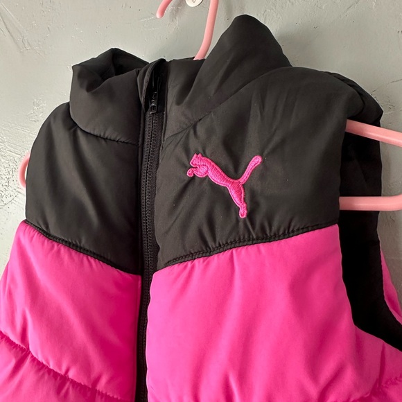 Puma puffy vest, kids size XXS (3/4), hot pink and black - Picture 5 of 8